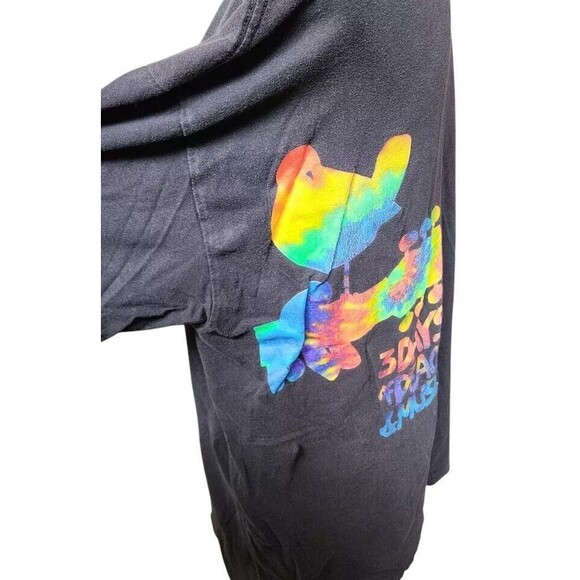 Woodstock Peace Sign Tie-Dye Black T-Shirt Size Large 2 Sides - Picture 6 of 7